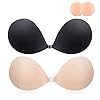 MINIYA 2025 Push Up Sticky Bra, 2 Pack Reusable Adhesive Invisible Backless Strapless Bra (US, Cup Band, D, Nude+Black)