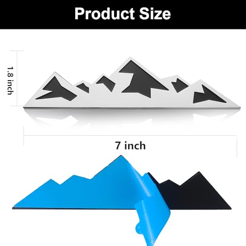 Image of 2 PCS 7 Inch Snow Mountain Graphic Logo Badge Emblem, Trunk Mountain Emblem for Car Trunk Tailgate Emblem (Silver Black)
