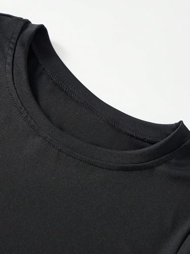 Floerns Girl's Solid Short Sleeve Crewneck Slim Fit Bodycon Long Dress4