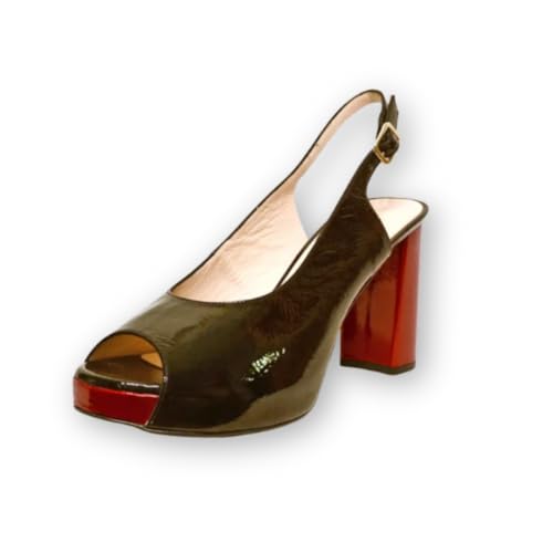 Sandale BELLA Générique en vernis noir à patin pour femme