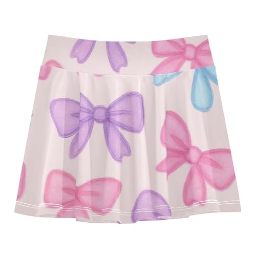 Athletic Shorts for Girls Skorts Pastel Bow Blue Pink Purple Toddlers Tennis Skirts Rainbow Teen Cheer 3t