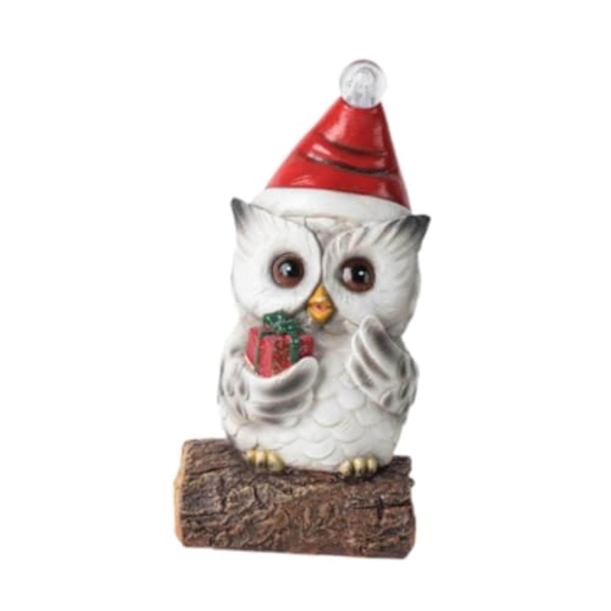 Christmas Owl Sculpture with Light Decor Figurine