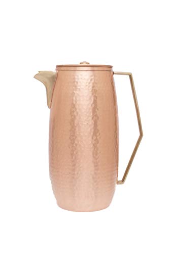 De Kulture Jarra de Cobre Puro Hecha a Mano con Tapa de 1,25 l  7,5 x 3,5 x 9 LWH (Pulgadas) para Buena Salud Ayurveda Ideal para Regalo de cumpleaños de año (marrón)