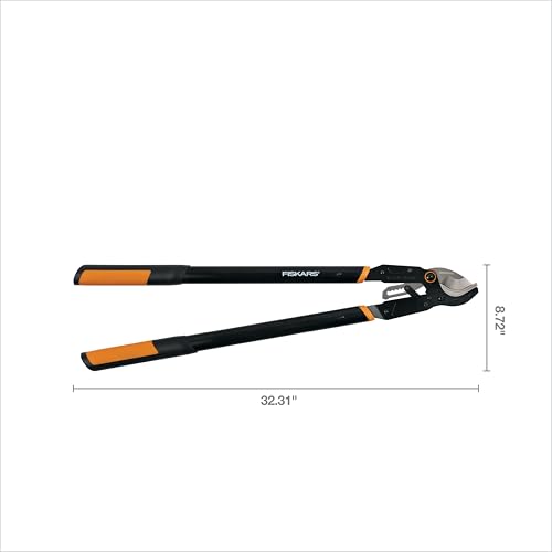 Image of Fiskars Ratchet Drive Anvil Lopper 32 Inch Heavy Duty Tree Trimmer, 2 inch Cut Capacity, Riveted Handles for Easy Squeeze Cutting Power