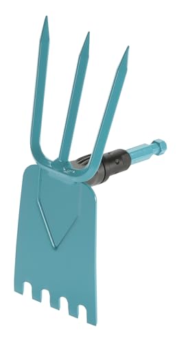 Gardena combisystem-Gartenhacke: Hacke mit geradem Blatt, 3 Zinken, 9 cm Arbeitsbreite, aus hochwertigem Qualitätsstahl, Duroplast-beschichtet (3219-20)