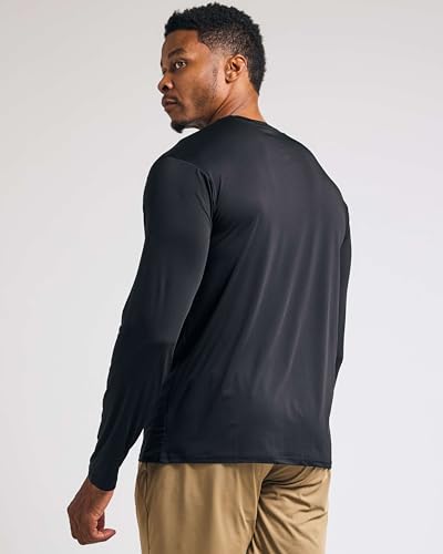 Real Essentials 4 Pack: Men's Dry-Fit Active Athletic Long Sleeve Pocket Crew T-Shirt Outdoors UPF 50 S-5XLT3