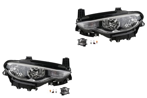 Johns, Juego de faros delanteros halógenos para Fiat Tipo 356 10/15 H7 H15 izquierda y derecha + faros antiniebla + bombilla