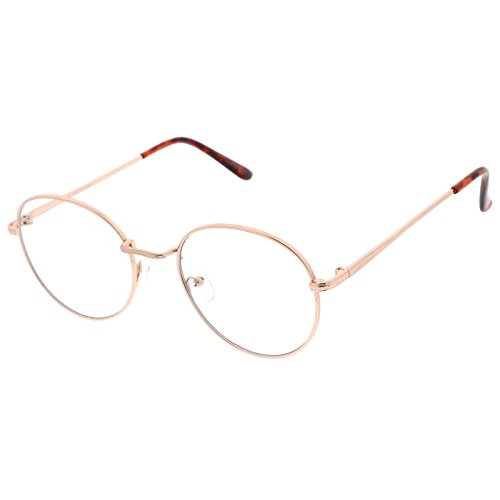 zeroUV - Classic Slim Metal Frame Clear Flat Lens Round Eyeglasses 52mm2