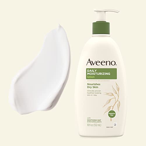 Image of Aveeno Daily Moisturizing Body Lotion with Soothing Oat and Rich Emollients to Nourish Dry Skin, Fragrance-Free, 12 Fl Oz (Pack of 6)