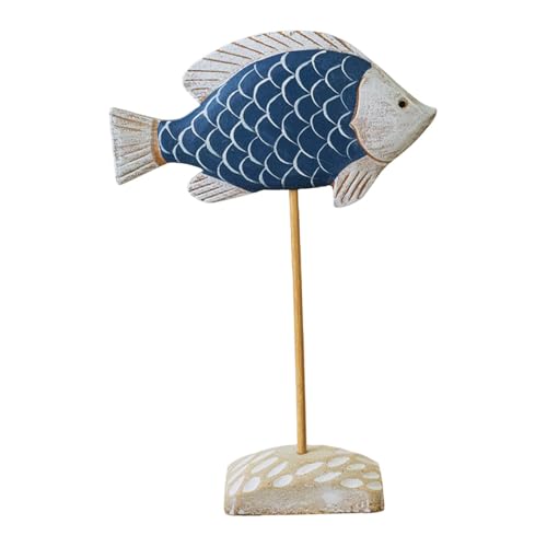 HEAVENGLOW Wooden Fish Sculpture on Stand Balcony Desktop Entrance