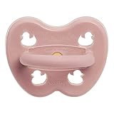 HEVEA Farbiger Naturkautschuk-Schnuller mit natürlichen Farbstoffen, auf pflanzlicher Basis, BPA-frei & für den Kontakt mit Lebensmitteln zugelassen (Baby Blush, 3-36 Monate Runde Saugerform)
