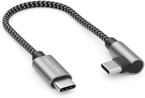 deleyCON 0,15m USB-C Kabel 1x 90° PD3.0 60W USB-C auf USB-C | Kurzes 15cm, gewinkelt, Schnellladekabel für iPhone 17/16/15 Pro Max Air, S26/S25/S24, Pixel, iPad, MacBook, PS5