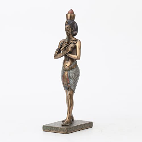 Estatua faraón egipcio Amenhotep en resina y bronce miniatura 6