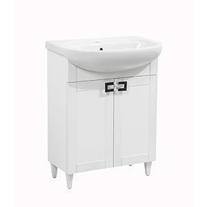 Modern Free Standing Bathroom Vanity with Washbasin | Woodmix White Matte Collection | Non-Toxic Fire-Resistant MDF-26-Olimpia Grey Matte 26″