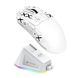 Mouse de Jogo ATTACK SHARK X11 com Base de Carregamento Magnético, Sensor de Jogo PixArt PAW3311, Mouse Sem Fio/A Cabo BT/2.4G, 22000 DPI (Branco)