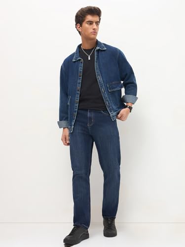 Image of Urbano Fashion Men's Straight Fit Washed Denim Jeans Stretchable
