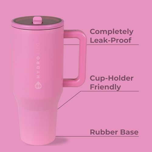 Image of HydroJug Traveler - 32 oz Water Bottle with Handle & Flip Straw - Fits in Cup Holder, Leak Resistant Tumbler-Reusable Insulated Stainless Steel & Rubber Base - Gifts for Women & Men, Taffy
