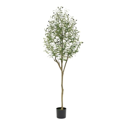 6FT Artificial Olive Tree – Realistic Faux Olive Tree with Fruits and Adjustable Branches – Lifelike Indoor Plant for Living Room, Office, Bedroom & Corner Decor – Potted Decorative Tree (180cm Tall)