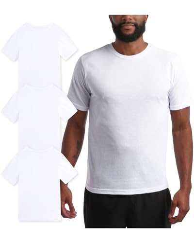 Bass Creek Outfitters Men's T-Shirt - 3 Pack Basic Crewneck and V-Neck Undershirts - Size Up for Ideal Fit (Sizes: S-XL)