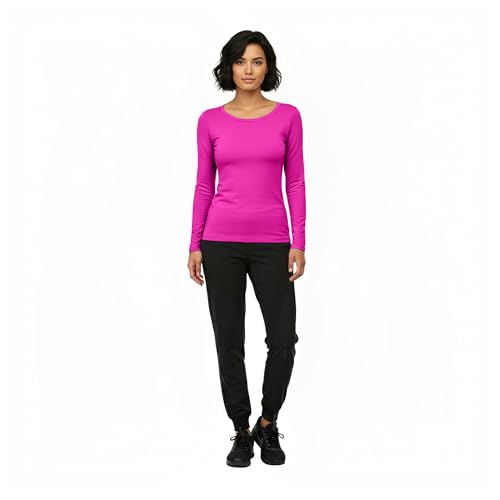 Image of Natural Uniforms Women's Long Sleeve Underscrub T-Shirt - Cotton Blend Scrub Base Layer for Nurses & Medical Professionals