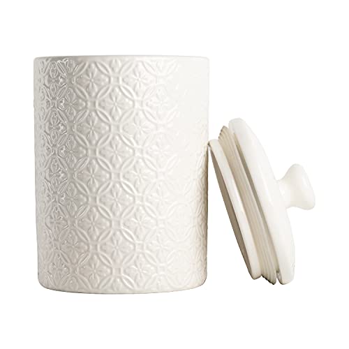 Image of 10 Strawberry Street Embossed Ceramic Kitchen Canister Set, Set of 3, Hampton White