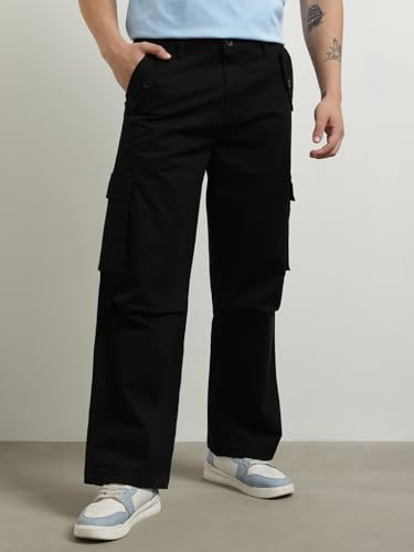 Image of Nobero Oversized Cargo Pants for Men | Oversized Fit | Multiple Cargo Pockets | Elasticated Waist | Casual & Utility Wear