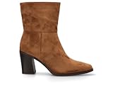 Etika Botas de Tacón Fino para Mujer, Bota de Media Caña con Diseño Arrugado (Slouchy) y Punta Fina, Tacón de 8cm, Modelo 11040 Camel - 40