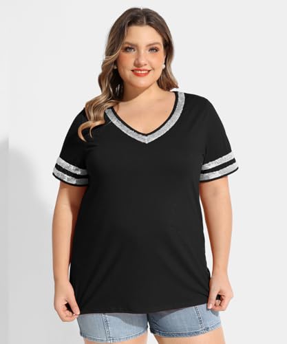 RITERA Plus Size Tops for Women Short Sleeve T Shirt Casual Summer V Neck Tunics Tees XL-6XL3