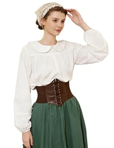 BEAUTELICATE Viktorianische Bluse Damen Langarm Baumwolle Elegant Peter-Pan-Kragen Locker Langarmshirt Tunika Casual Oberteile mit Rückenknopf Weiß