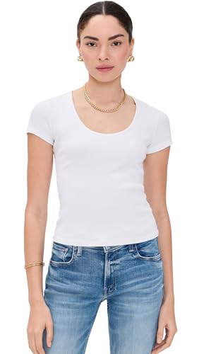 L'AGENCE Women's Brynlee Short Sleeve Scoop Neck Tee
