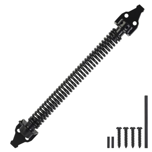 TIBEGOLD 14 Gate Spring Self Closing Heavy Duty Black Door Closer Spring Adjustable Tensioner Automatic Outdoor Gate Closure Gate Spring Hardware for Wooden and Vinyl Fence 1 Pack