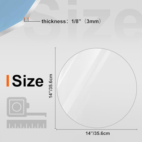 Image of KINLINK 14in Plexiglass Sheets 1 /8 inch Thick, 3mm Clear Circle PET Plastic Sheet for DIY Project, Craft, Cake Disk, Table top, Acrylic Sign and Wedding Invitation 2 Pack