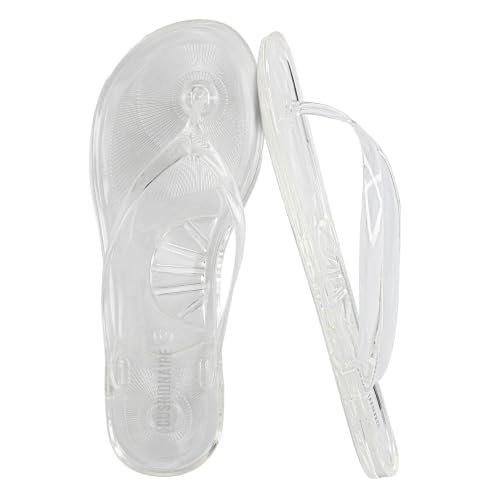 Image of CUSHIONAIRE Splash Jelly Flip Flops for Women With Flexible Sole, Glossy Jelly Finish Summer Sandals for Women