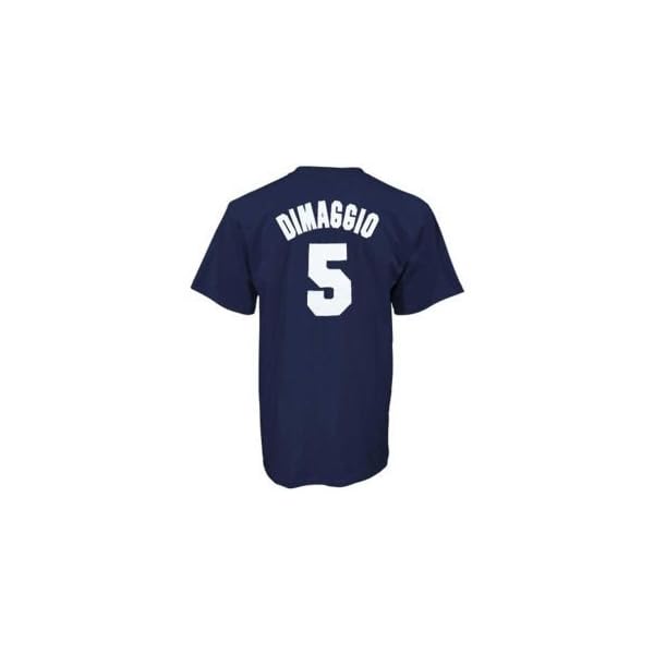 Majestic MLB New York Yankees #5 Joe DiMaggio Youth Navy Blue Cooperstown Player T-Shirt - Image 3