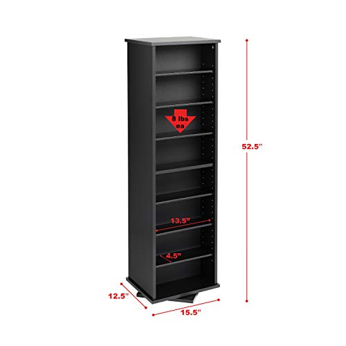 Image of Prepac 2 Revolving Display Cabinet Media Storage, Two-Sided Spinning Tower, Black