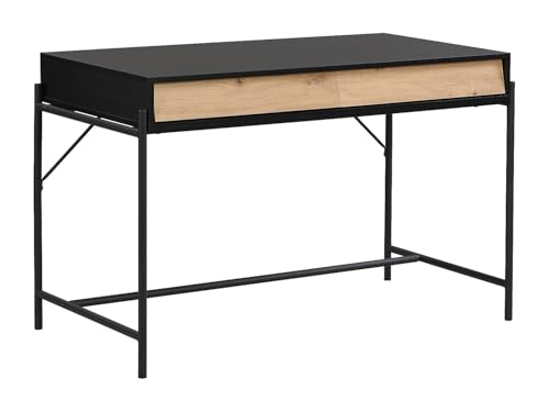 Vente unique   Escritorio Tradicional Vuoria   L 120cm x A 60cm x H 77cm   MDF   Negro, Color Natural Claro