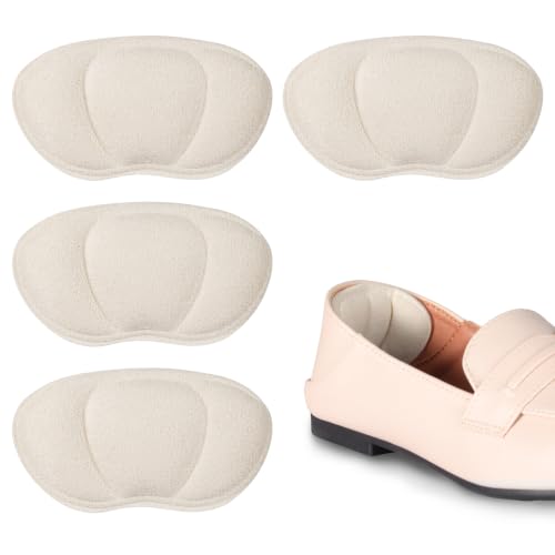 AnnndFoot Heel Cushion Inserts 2 Pairs - Innovative Circular Design for Superior Comfort Heel Grips Liner to Prevent Shoes Rubbing Stop Heel Slipping and Fix Loose Shoes for Women and Men (Beige)