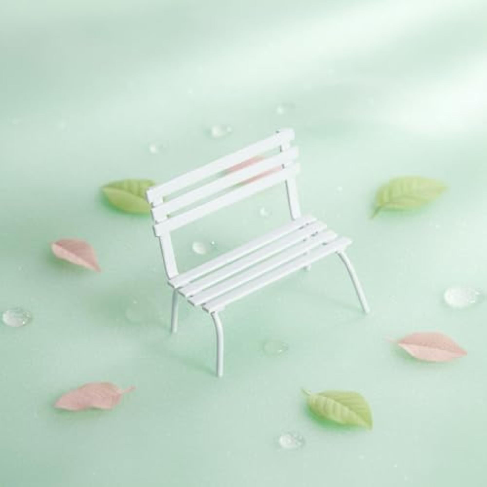 Decorative Slatted Metal Bench Tabletop, White Finish