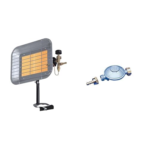 Perel FT5130 Chauffage radiant au gaz 4500 W & Dipra 11546 Détendeur Gaz à Sécurité, Gaz Butane avec Raccord Tétine, Ecrou Bouteille, Certification NF