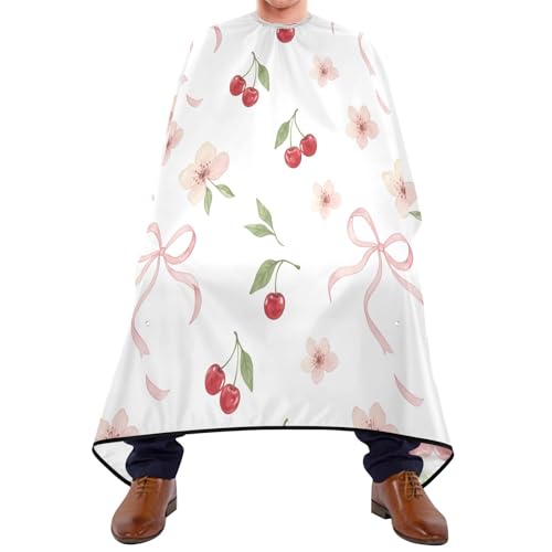 Capa para corte de cabello impermeable profesional Bows Flowers Cherry con cierre ajustable de broche para estilismo y peluquería miniatura 1