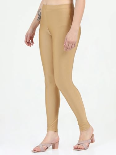 Image of Women's Nylon Shimmer Leggings | Ankle Length | Slim Fit | Stretchable Spandex Leggings | Shiny Finish | Casual Wear & Special Occasion