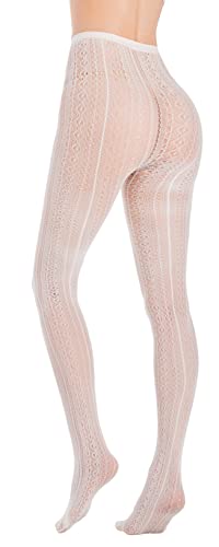 CozyWow Patterned Fishnet Tights Vintage Colorful Hollow Out Knitted High Waist Net Stockings4