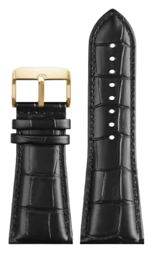 Bracelet de montre cuir marron or 22 mm grain bambou boucle pliante
