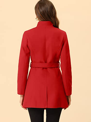 Image of Allegra K Women's Winter Elegant Stand Collar Overcoat Long Belted Pea Coat
