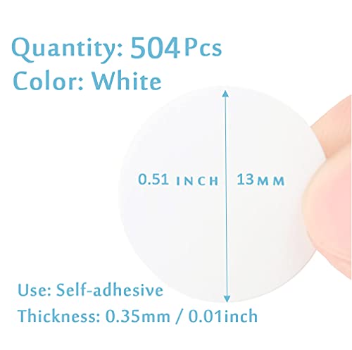 Self-Adhesive Screw Hole Stickers, 504 Pcs 0.51inch/13mm Self-Adhesive Screw Covers Caps Dust Proof Sticker for Wood Screw-White (504pcs-0.51inch/13mm)