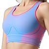 Top Selene Feminino Sem Costura Alta Sustentação Confortável Respirável Academia Fitness 20929 (BR, Alfa, G, Regular, Padrão, Azul e Rosa Neon)