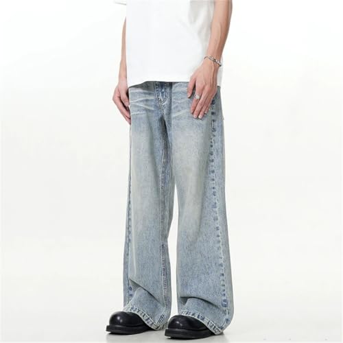 Men’s American Style Washed Double Waistband Jeans, Stylish Versatile Straight Trousers for Summer4