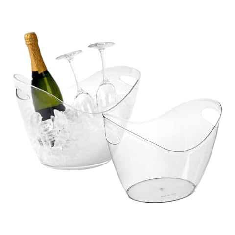 2 Pcs Ice Bucket 4 Liter Champagne Wine Bucket Clear Acrylic Beverage Tub Party Drinks Ice Tub for Wine, Champagne or Beer Bottles Bar Supplies Cover