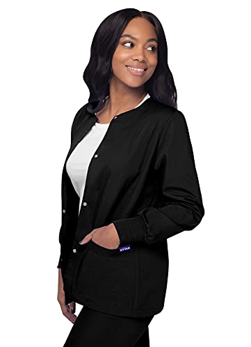 Sivvan Scrubs For Women - Front Snap Warm - Up Jacket - S8306 - Black - Xs #TOP2