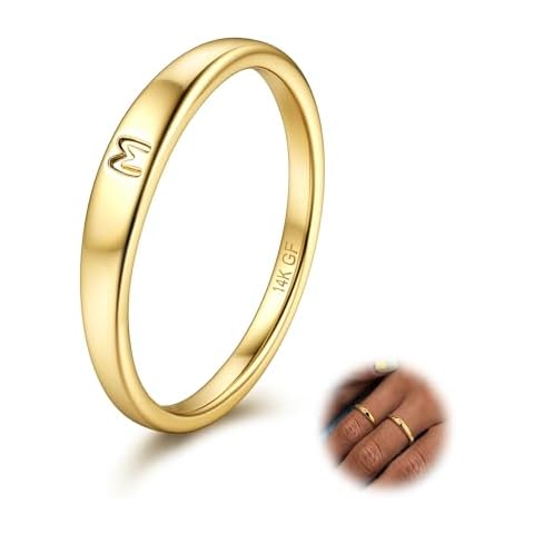 FIASASO 14K Gold Filled Initial Ring for Women Teen Dainty Gold Ring Non Tarnish Simple Letter Band Rings Signet Ring Stackable Thin Pinky Alphabet Thumb Rings Initial Jewelry Gifts Size 6 7 8 9 10 M7 Cover